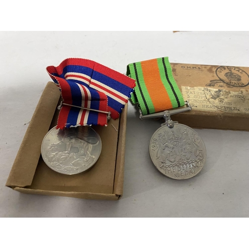 50 - 2 x WW2 Medals with Ribbons, Original Box