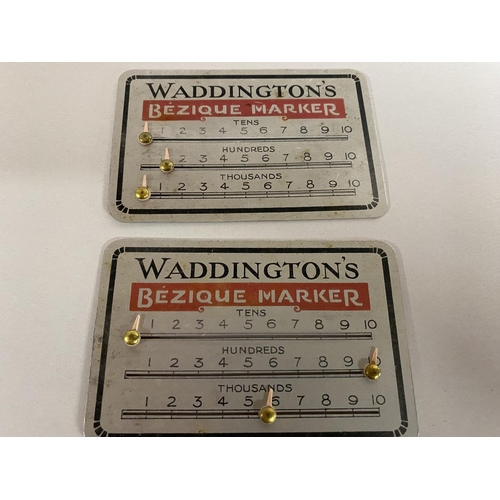 63 - 2 x Vintage Waddington's Metal 'Bezique' Markers