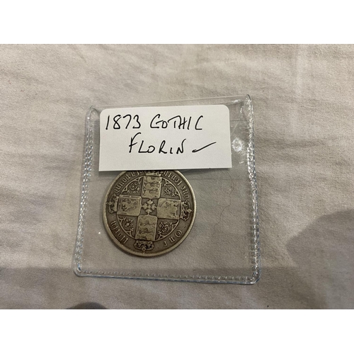 104 - 1873 Silver Gothic Florin Coin