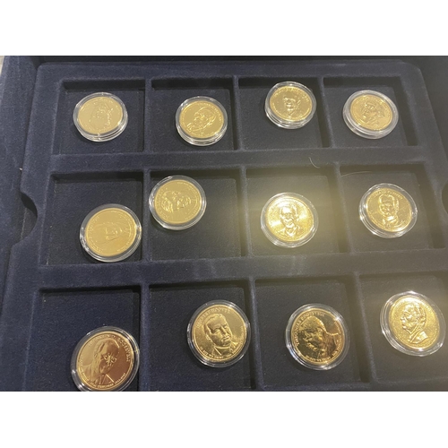 68 - Set of Limited Edition Gold Plated Presedential Dollars in Presentation Case with Certificates