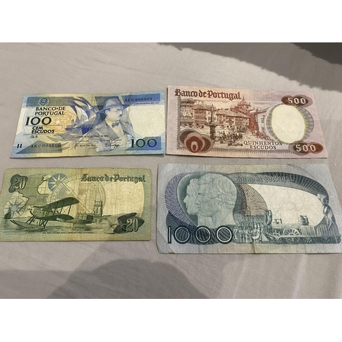 96 - 4 x Portuguese Banknotes inc. 500 Escudos