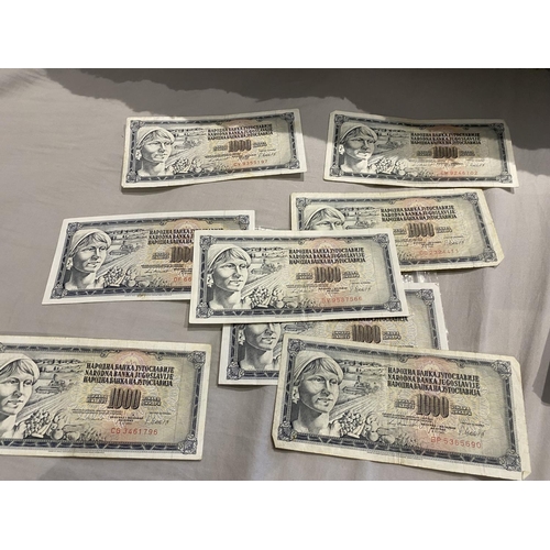 98 - 8 x Yugoslavian 1000 Dinara Banknotes