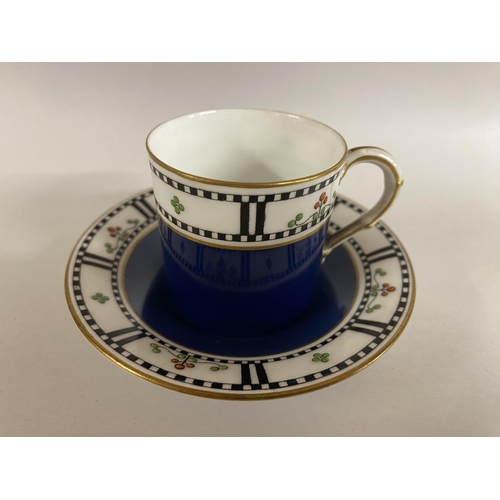 180 - Royal Worcester Enamel Decorated Coffee Can & Saucer