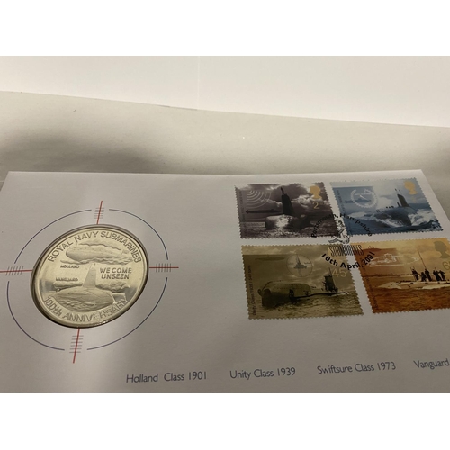 11 - Royal Navy Submarine 100th Anniversary Coin & Stamp FDC