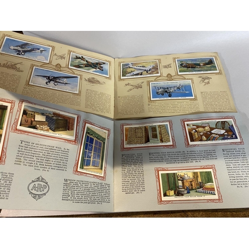 23 - Cigarette Card Albums - Air Raid Precautions & RAF (Cards Stuck In)