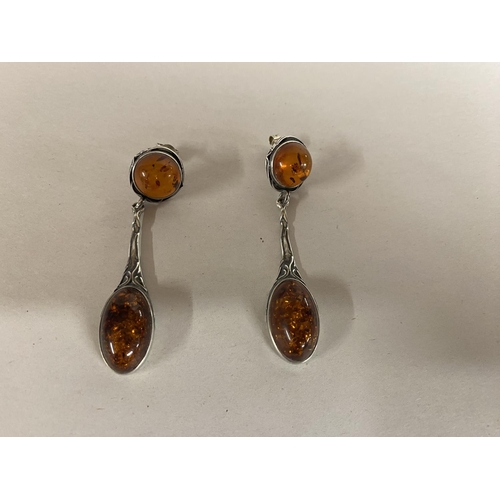 55 - Pair of Amber Drop Earrings