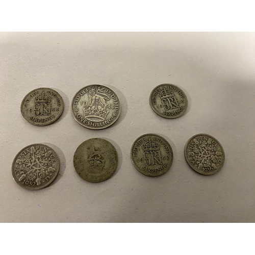 117 - 6 x Silver Sixpences 6d & Shilling - 1930's/40's