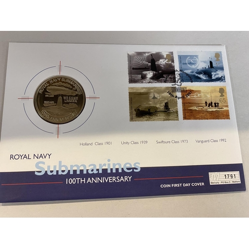 22 - Royal Navy Submarines 100th Anniversary Coin / Stamp FDC, Limited Edition