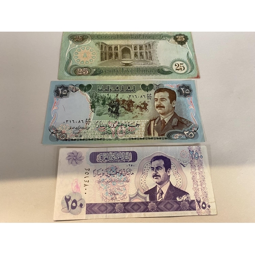 107 - 3 x Iraq - Saddam Hussain Bank Notes