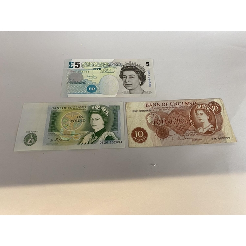 108 - English Banknotes - £5, £1 & 10/-