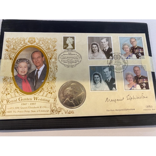 11 - Signed Royal Golden Wedding 1997 Silk Stamp & Coin Cover