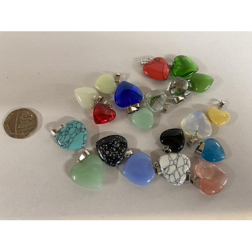 106 - 20 x Assorted Crystal Heart Shape Pendants / Charms