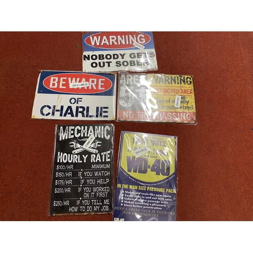 109 - 5 x Tin Signs - 12 x 8