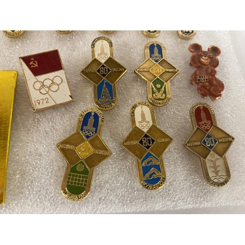 128 - Collection of Rare Russian Olympic Games Badges - Mainly 1980 + 1972 & 1992