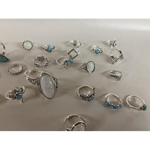 171 - 40 x Silver Tone & Some Stone Set Rings