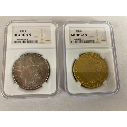 227 - COPY - US 1894 Silver Morgan & 1895 Gold Morgan Dollars