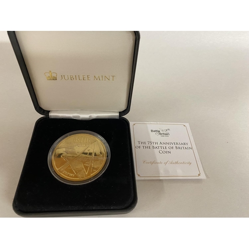 112 - Limited Edition Boxed 24ct Gold Plated Coin - Battle of Britain 75th Anniversary
