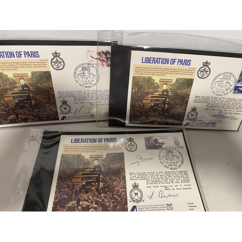 178 - 3 x Flown & Signed Liberation of Paris Covers