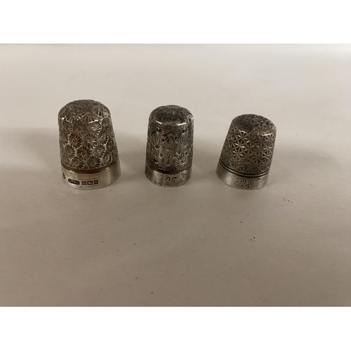 117 - 3 x Thimbles - 2 x Hallmarked Silver & Another