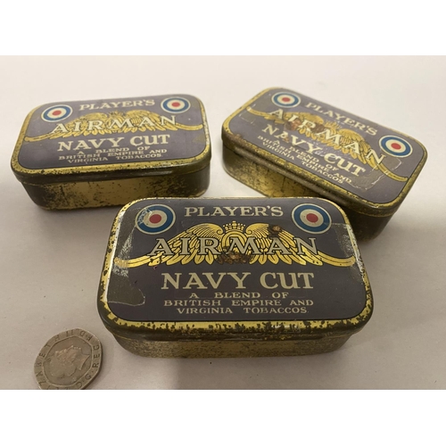 61 - 3 x WW11 Players Navy Cut Cigarette Tins