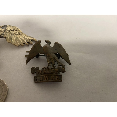 70 - Hawke Battalion Military Badge & Brass Eagle Clip