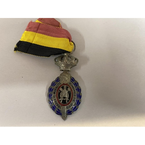 16 - Belgian Enameled Medal with Ribbon