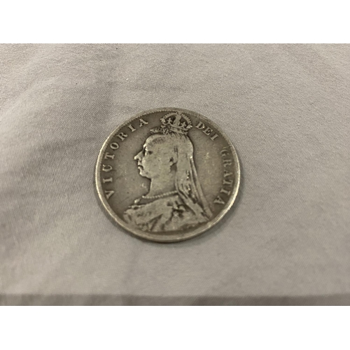 201 - 1891 Queen Victoria Silver Half Crown