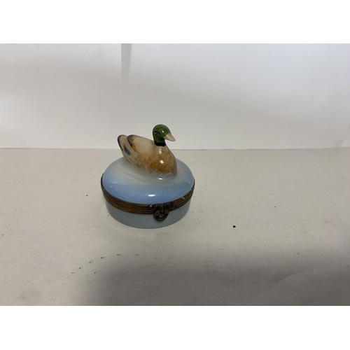 72 - Limoges 'Duck' Hinged Trinket Box