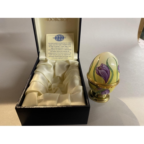 166 - Moorcroft Enamels Trinket Egg, 6cm, Crocus Design, Boxed