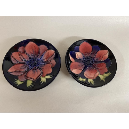 167 - Pair of Moorcroft Anemone 12cm Pin Dishes