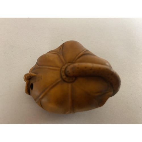 136 - Fruitwood Netsuke, Signed - Lizard