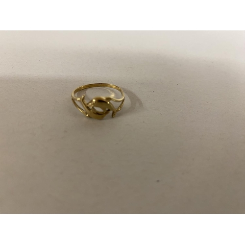 138 - 9ct Gold 'Dolphin' Ring, Size M, 1.2g weight