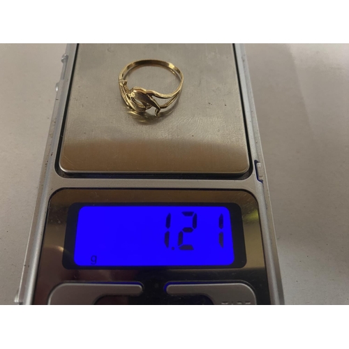 138 - 9ct Gold 'Dolphin' Ring, Size M, 1.2g weight