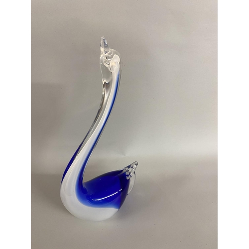 61 - Blue & White Glass Swan, 8