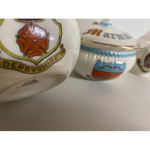 67 - Goss Crested China - 2 x Marmalade Pots & Vinegar Jar