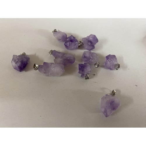 45 - 10 x Amethyst Stone Pendants