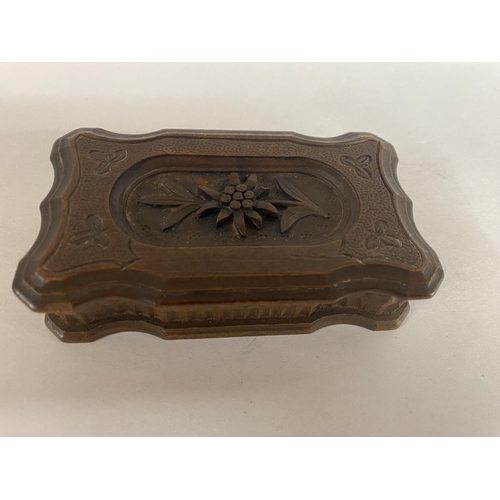 236 - Vintage Wooden Ornate Stamp Box - Minor Nibble