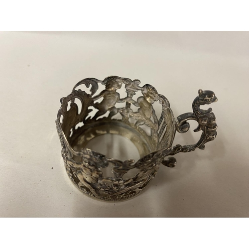 88 - Hallmarked Silver 'Cherub' Cup Holder by Walker & Hall - Chester 1906