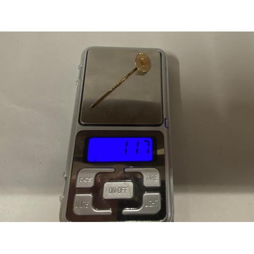 151 - 9ct Gold Stick Pin - Weight 1.17g