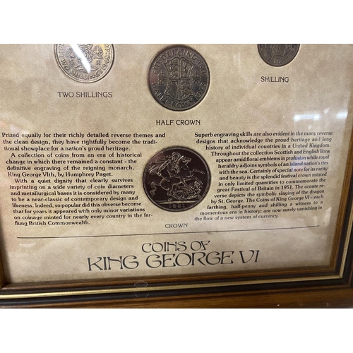 158 - Framed Coin Collection for Reign of King George V1 in Festival of Britain 1951 Crown