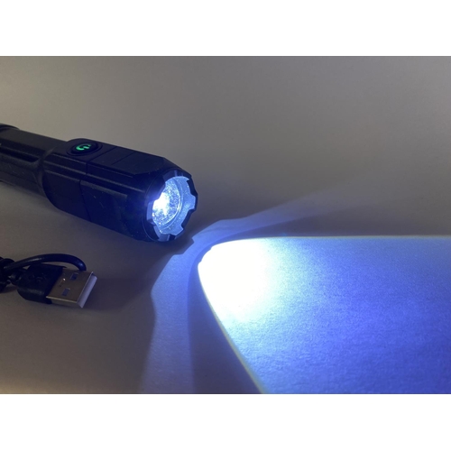 126 - NEW - 3-Mode inc. Flashing Flashlight with USB Charging Cable - Long Distance