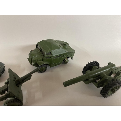 128 - 6 x Vintage Die Cast Army Vehicles inc Dinky (Wheel Missing on one) - Playworn