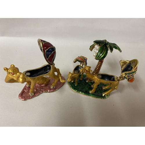 172 - 2 x Camel Jeweled, Enameled & Hinged Trinket Boxes