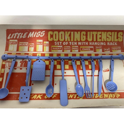 258 - c1960's Unused 'Little Miss' Cooking Utensils Set on Card