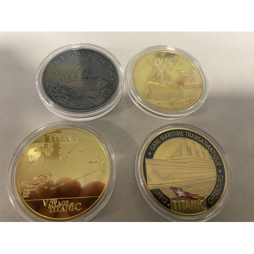 102 - 4 x Titanic Commemorative Coins in Capsules