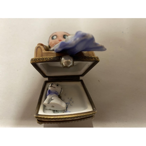 209 - Ultra Rare Betty Boop with Champagne Limoges Trinket Box, Hand Painted #24, Signed & Marked To Base ... 