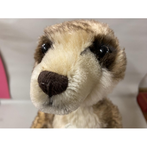 25 - Steiff 'Mungo' Meerkat 30cm Tall with all Tags & Button in Ear