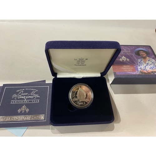 117 - Royal Mint - Queen Mother Centenary Silver Crown, Boxed