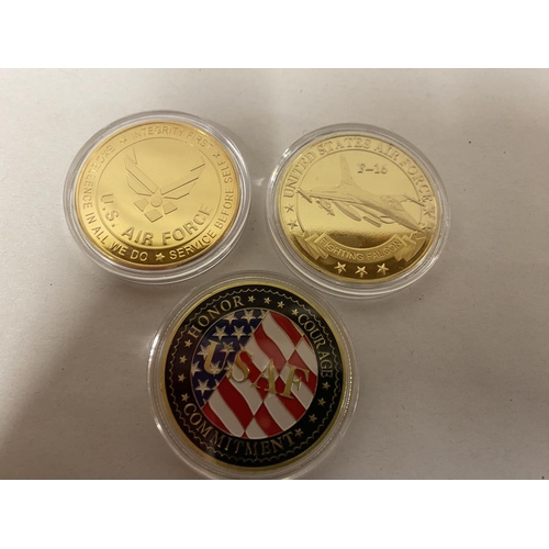 162 - United States Airforce Challenge Coins set of 3 in Capsules