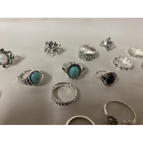 166 - 16-Piece Silver Tone Rings - Various